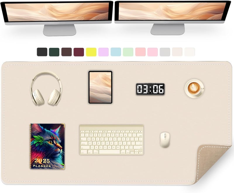 METEOROCK 47.2" x 23.6" Large Desk Pad Mat - Non-Slip PU Leather Desk Mat, Large Mouse Pad, Computer Mat for Keyboard Mouse, Waterproof Desk Writing Mat, Desk Blotter Mat for Work (Apricot) - Image 1